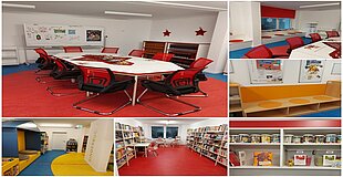 Bild zeigt die neu renovierte Stadt- und Schulbibliothek der Stadt Dommitzsch